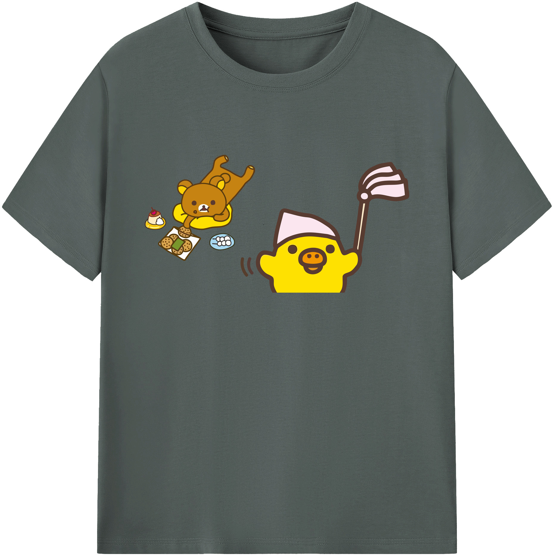 （画像用） リラックマ リラックマ キイロイトリ Rilakkuma Korilakkuma Kiiroitori 綿100％ メンズ半袖Tシャツ｜肌触りやわらか＆通気性